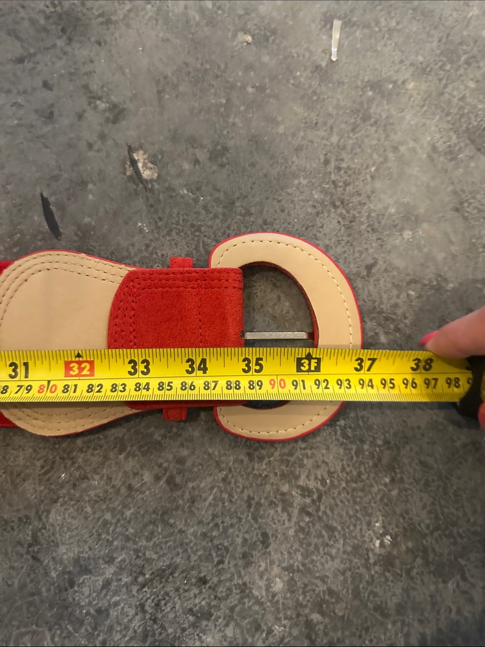 Red Wide Elastic Belt with Round Buckle - Picture 7 of 7